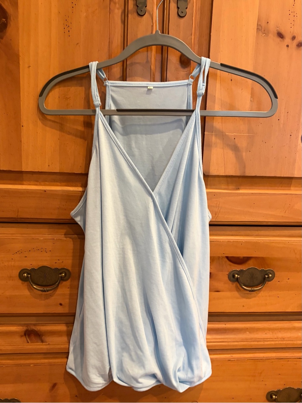 Women's Pale Blue Wrap-Front Tank Top